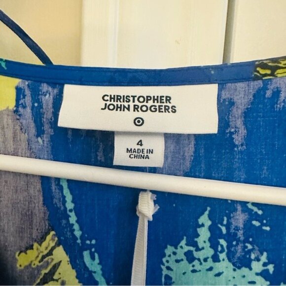 Christopher John Rogers Floral Puff Sleeve Tiered Maxi Dress Blue Size 4 NWT - Picture 7 of 13